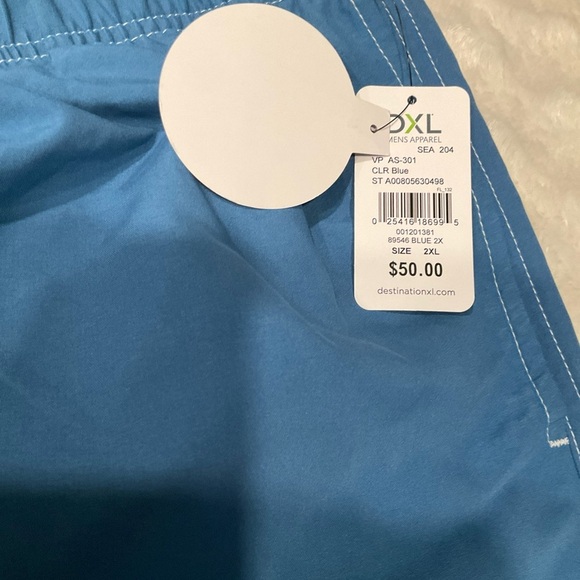 Destination XL DXL Men Swim Trunks Blue 2XL Drawstring Mesh Lining - Picture 5 of 10